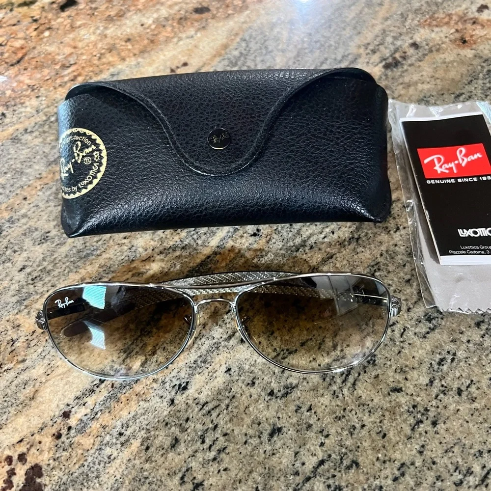 Ray-Ban Silver Frame Sunglasses with Brown Gradient Lenses - Picture 3 of 4